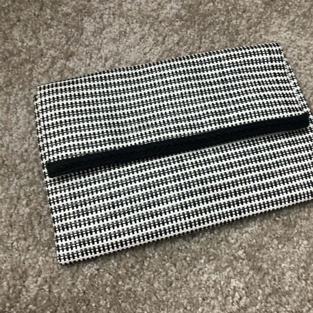 Stella and Dot Black and White Woven Clutch
